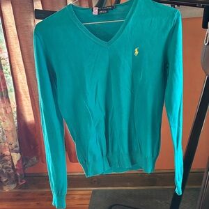 Lauren Ralph Lauren Teal V-Neck Sweater